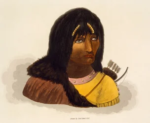 Muotokuva kiviintiaanista, John Franklinin (1786-1847) 1823:n kertomuksesta matkasta Napameren rannoille vuosina 1819-22